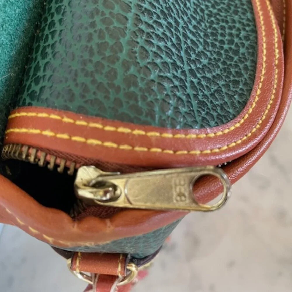 DOONEY & BOURKE AWL Green Pebbled Leather Large Double Pocket Outback Purse